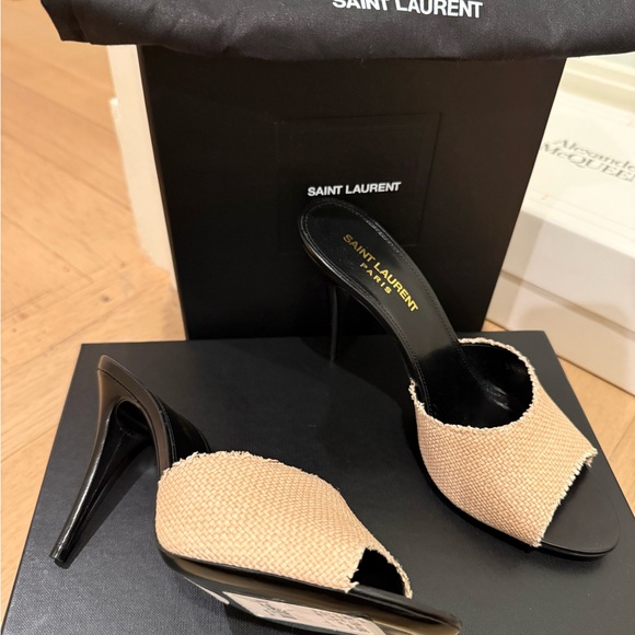 Saint Laurent Black and Cream Heels size 37 - Picture 1 of 5